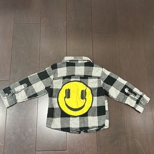 Mish Boys Happy Face Plaid Button-down Size 18 Months